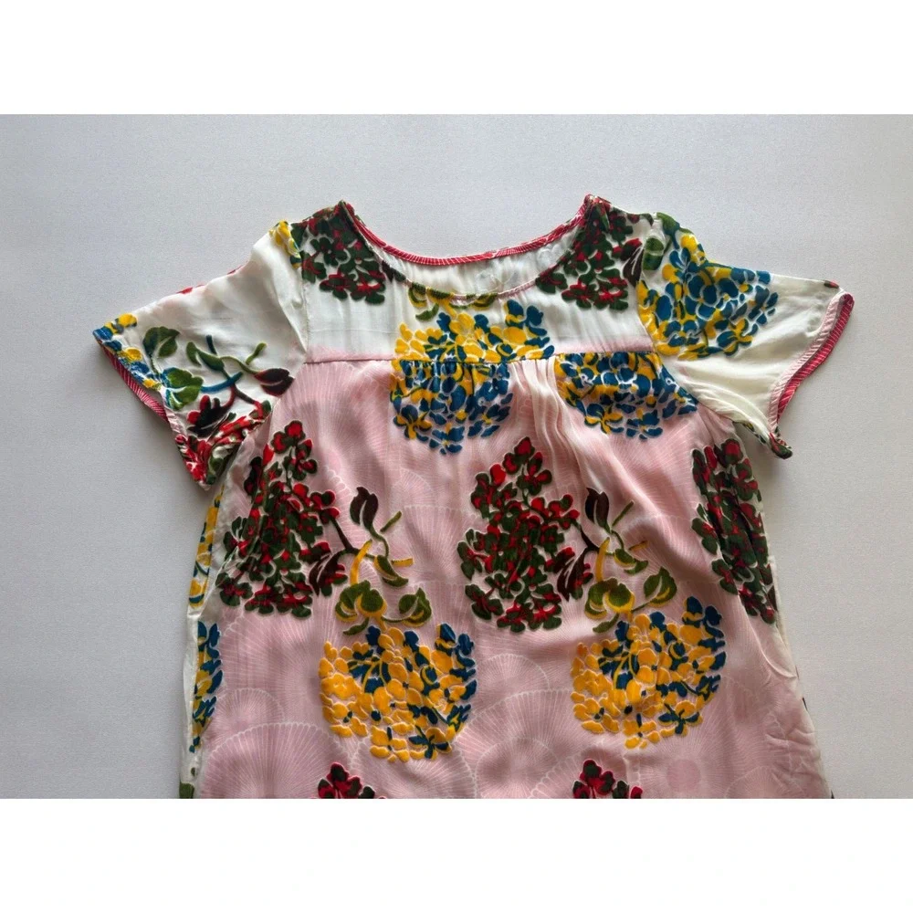 Maeve Anthropologie Pink Floral Burnout Velvet Silk Blend Shift Dress Size S NWT - Picture 3 of 13